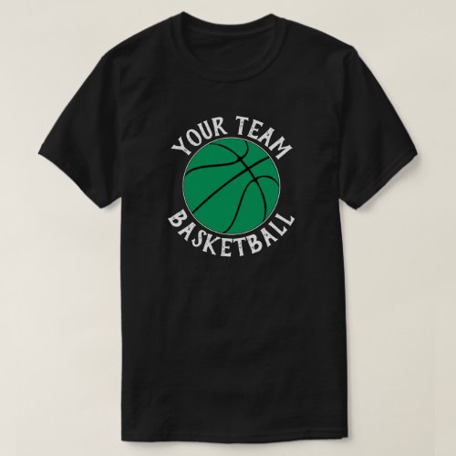 Green Basketball Team, Player Name & Jersey Number T-Shirt