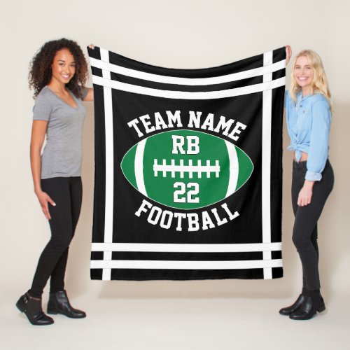 Green Football Team Name Player Position & Number Fleece Blanket