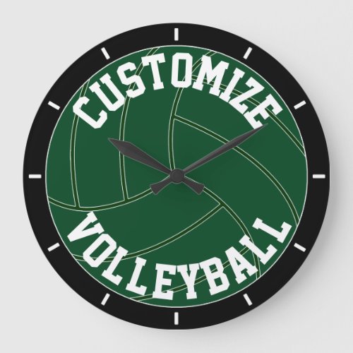 Green Volleyball Custom Team Name/Text Wall Clock