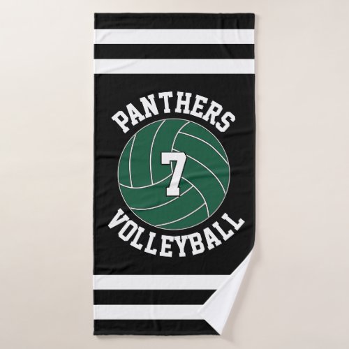 Green Volleyball Team Name & Player Number Custom Bath Towel