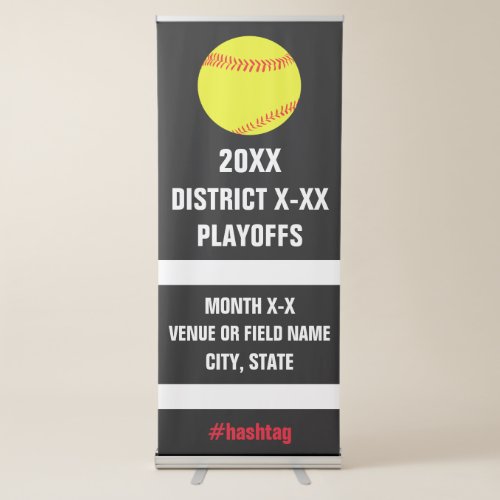 High School Softball Playoffs Tournament or Game Retractable Banner