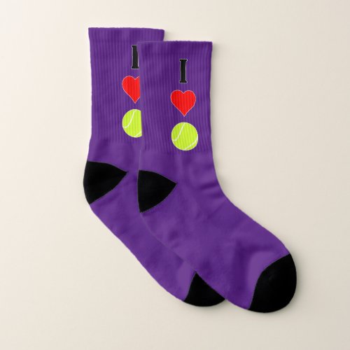 I Heart Tennis I Love Tennis Custom Color Sports Socks
