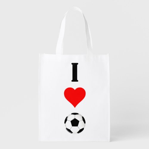 I Love (Heart) Soccer Player, Coach or Fan Sports Grocery Bag