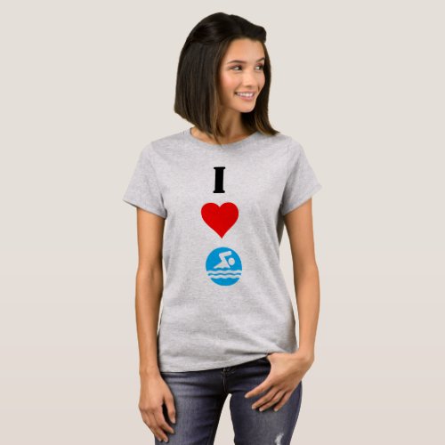 I Love Swim / I Heart Swim Cute Ladies T-shirt