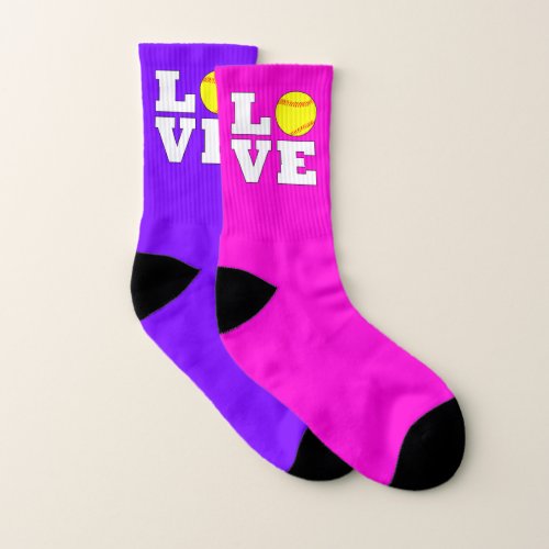Kids Fastpitch Softball Love Custom Color Socks