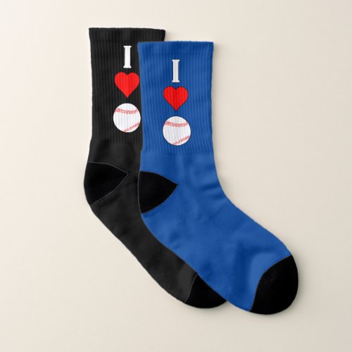 Kids I Love (Heart) Baseball Custom Colors Sports Socks