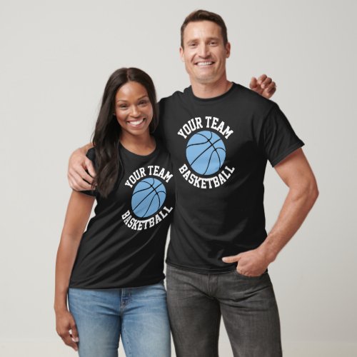 Light Blue Basketball Team, Player Name and Number T-Shirt
