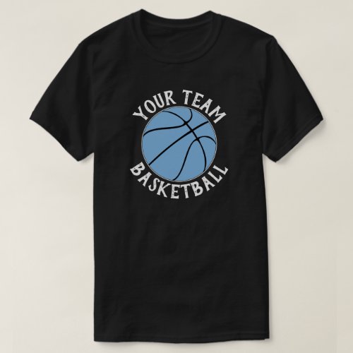 Light Blue Basketball Team Player Name and Number  T-Shirt