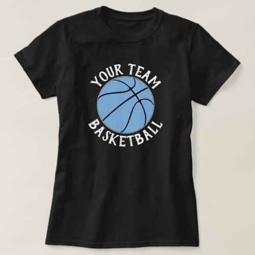 Light Blue Basketball Team, Player Name & Number T-Shirt
