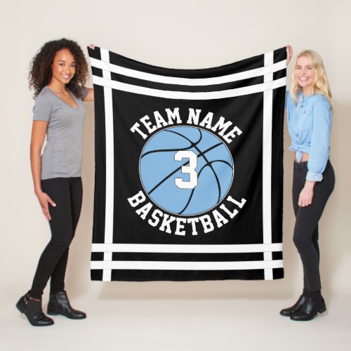Light Carolina Blue Basketball Team Name & Number Fleece Blanket