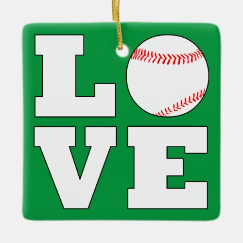 LOVE Baseball Custom Color Christmas Sports Player Ceramic Ornament
