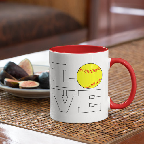 LOVE Fastpitch Softball Sports Player or Coach Two-Tone Coffee Mug