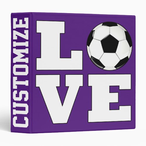 LOVE Soccer Custom Player Name/Text School Sports 3 Ring Binder