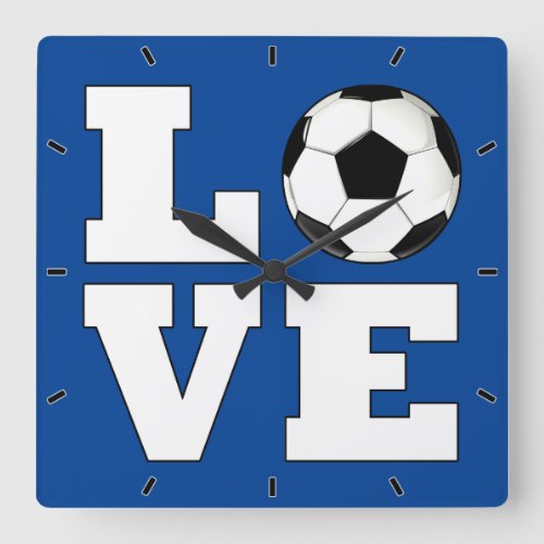LOVE Soccer (Football) Custom Team Color Sports Square Wall Clock