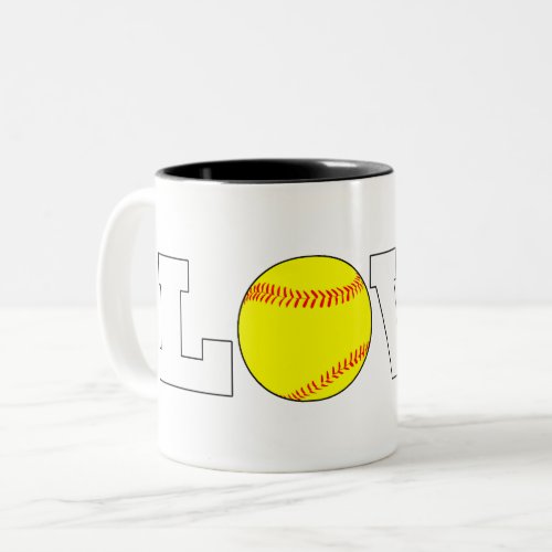 LOVE Softball Fastpitch Player, Coach or Fan Sport Two-Tone Coffee Mug