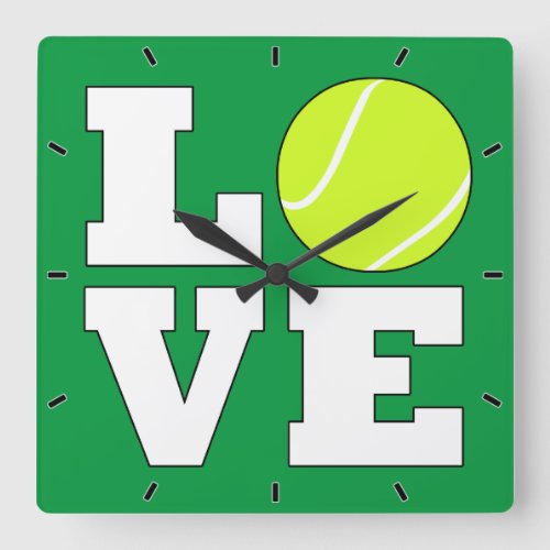 LOVE Tennis Player/Coach Custom Team Color Sports Square Wall Clock