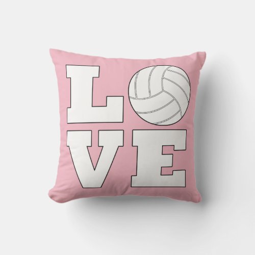 LOVE Volleyball Customizable Color Throw Pillow