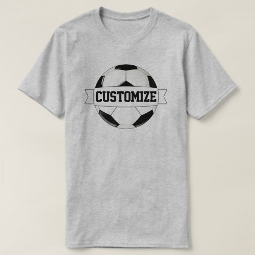 Men?s Black & White Soccer Ball Custom Team Name T-Shirt