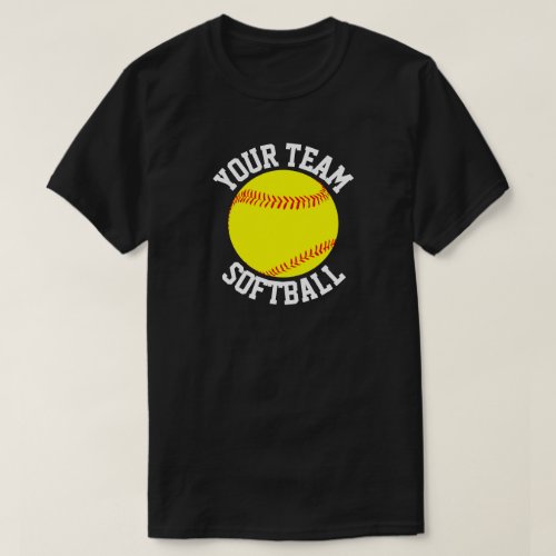 Men's Softball Team, Player and Jersey Number T-Shirt