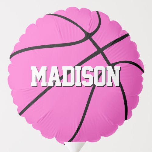 Pink Basketball Player or Team Name Sports Party Balloon