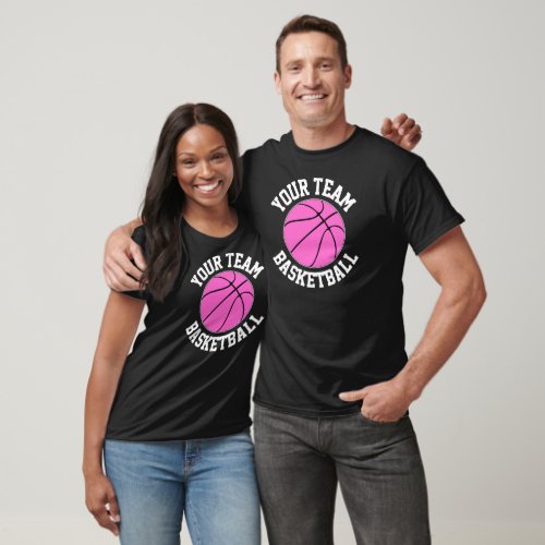 Pink Basketball Team Name, Player Name & Number T-Shirt