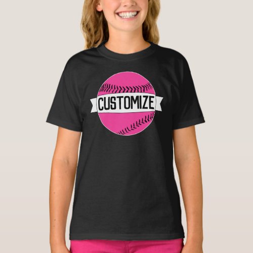 Pink Fastpitch Softball Team, Player and Number T-Shirt