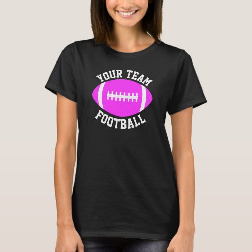 Pink Football Custom Team, Player & Jersey Number T-Shirt