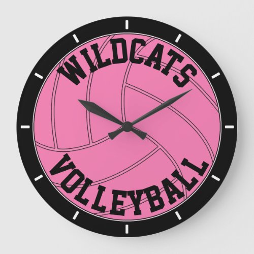 Pink Volleyball Custom Team Name / Text Wall Clock