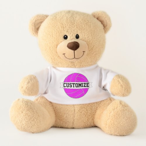 Pink Volleyball Custom Team, Player & Number Sport Teddy Bear