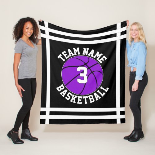 Purple Basketball Team Name & Player Number Sports Fleece Blanket