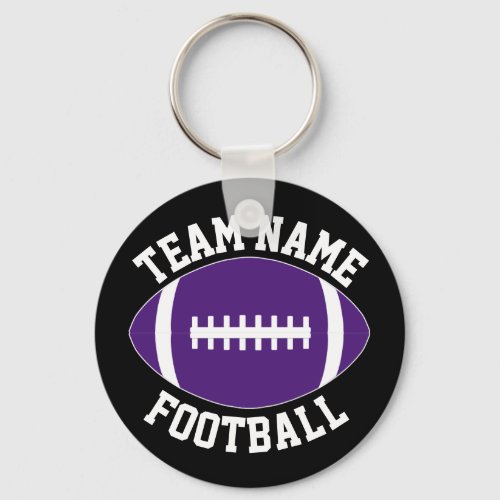 Purple Football Players and Coach Custom Team Name Keychain