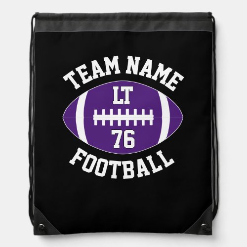 Purple Football Team Name Player Position & Number Drawstring Bag