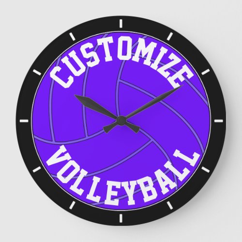 Purple Volleyball Custom Team Name/Text Wall Clock