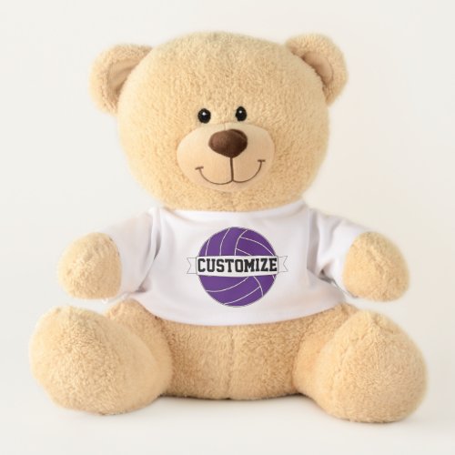 Purple Volleyball Custom Team, Player and Number Teddy Bear