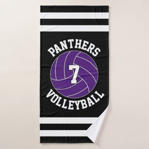 Purple Volleyball Team Name & Player Number Custom Bath Towel