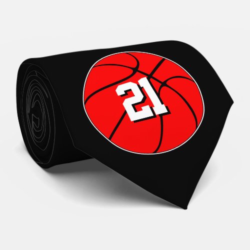 Red Basketball Custom Team Letters or Numbers Neck Tie