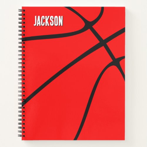Red Basketball Player Name or Text Custom Sports Notebook