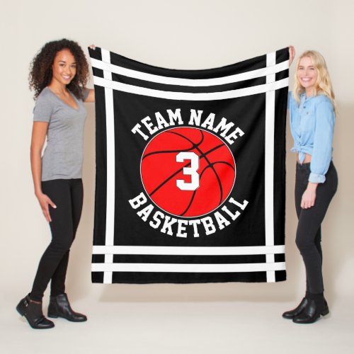 Red Basketball Team Name & Player Number Sports Fleece Blanket
