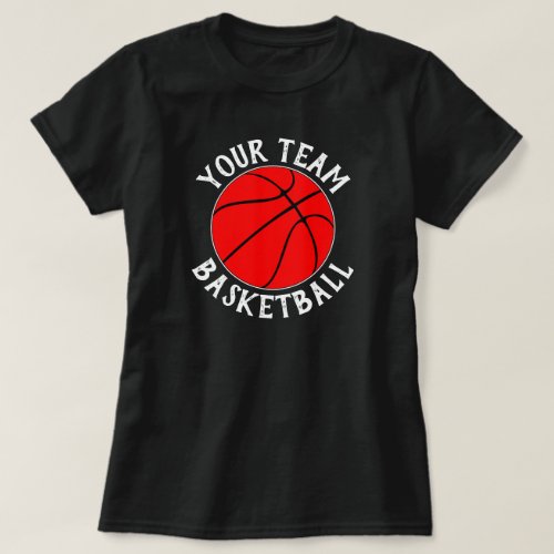 Red Basketball Team, Player Name & Jersey Number T-Shirt