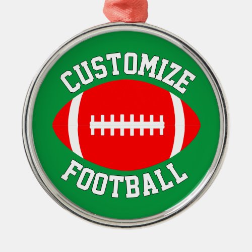 Red Football Player/Coach Custom Team Name Sports Metal Ornament