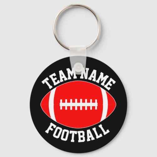 Red Football Players and Coach Custom Team Name Keychain