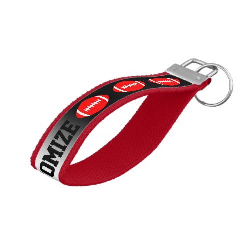 Red Football Team Coach, Trainer or Staff Custom Wrist Keychain