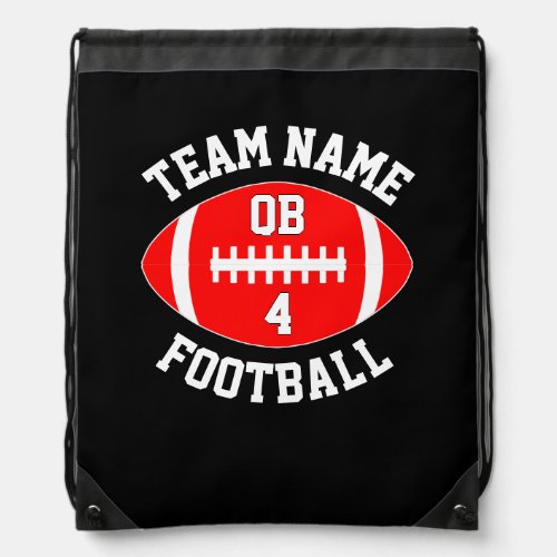 Red Football Team Name, Player Position & Number Drawstring Bag