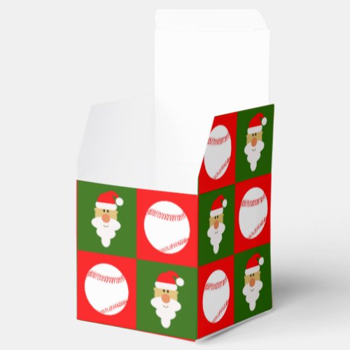 Red & Green Baseball & Santa Clause Christmas Gift Favor Box