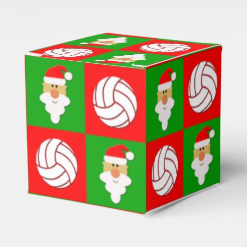 Red & Green Volleyballs & Santa Clause Christmas Favor Box