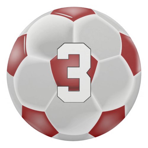 Red Soccer Ball Custom Player Jersey Number / Text Eraser