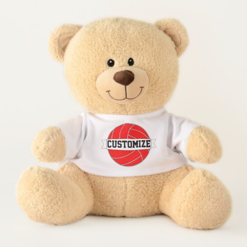 Red Volleyball Custom Team, Player & Jersey Number Teddy Bear