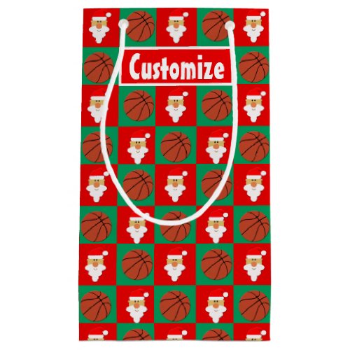 Santa Basketball Player Custom Name/Text Christmas Small Gift Bag