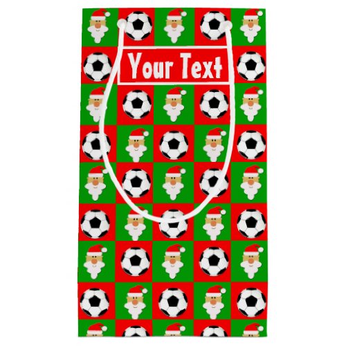 Santa Soccer Player Custom Name / Text Christmas Small Gift Bag