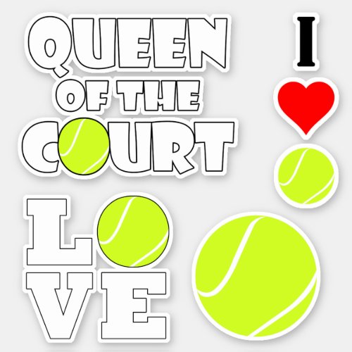 Set of 4 Tennis Players Sports Lovers Contour Sticker